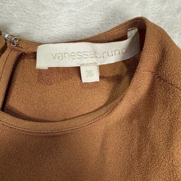 Vanessa Bruno Flutter Sleeve Top Blouse Brown Women’s size 36 US Small - Picture 3 of 8